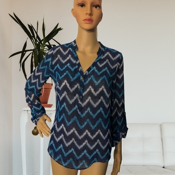 A.N.A A New Approach Women's Multicolor Long Sleeve Button Up Blouse Top Size S - Picture 1 of 12
